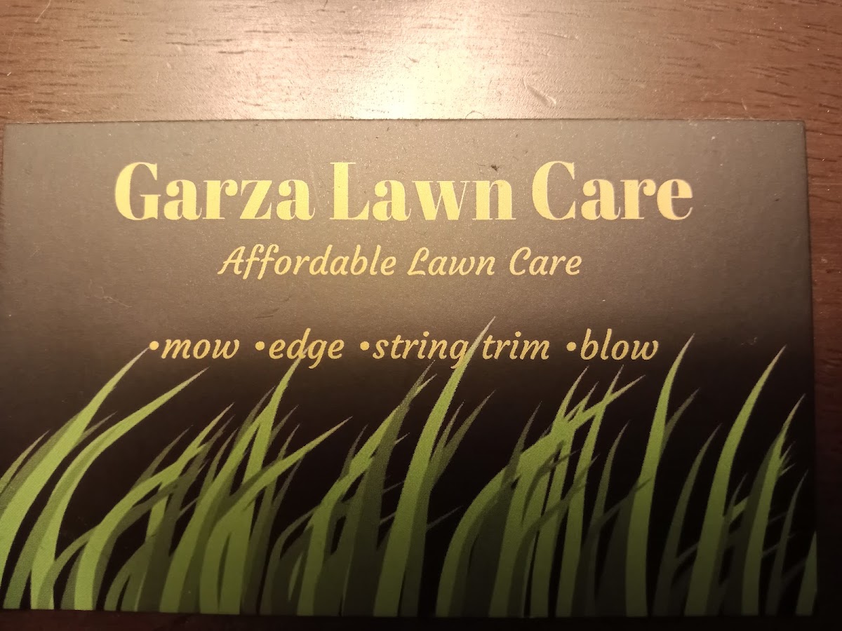 Garza Lawn Care business card: mow, edge, string trim, blow